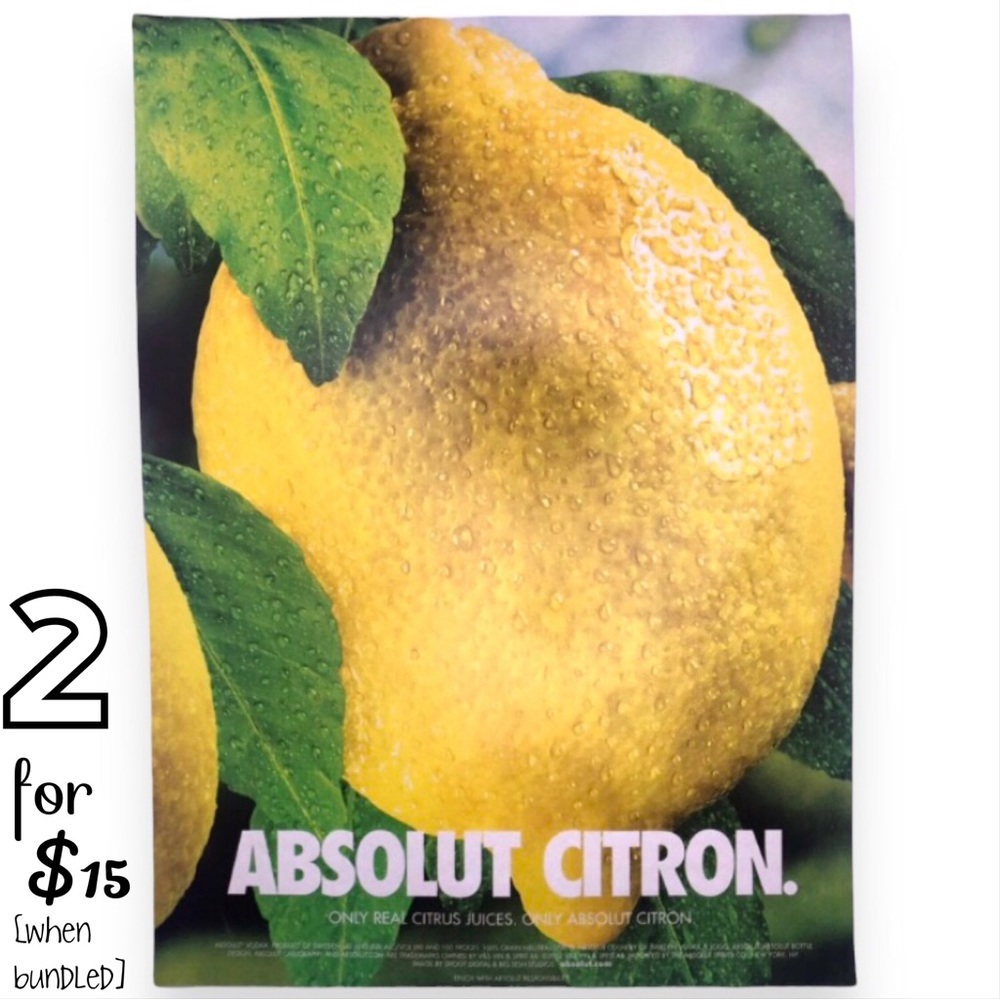 🟢[Absolut Vodka] ABSOLUT CITRON Original 2002 Vintage Magazine Advertisement